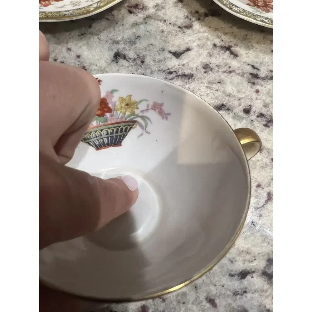 Haviland‎ Limoges Coromandel Cup & Saucer Coffee Tea Floral Basket Gold Trim